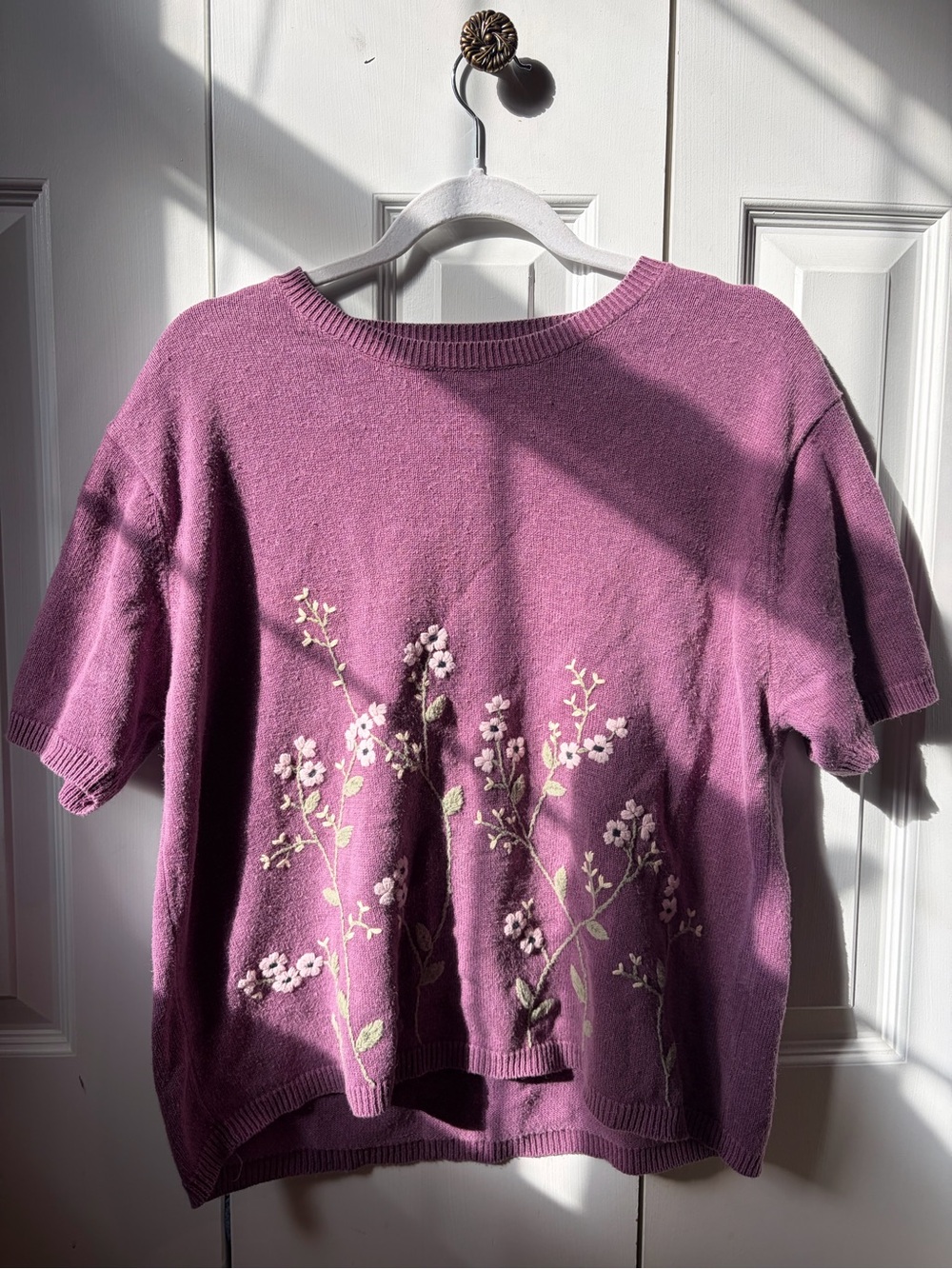 Northern Reflections Mauve Floral Embroidered Knit Top - Kids